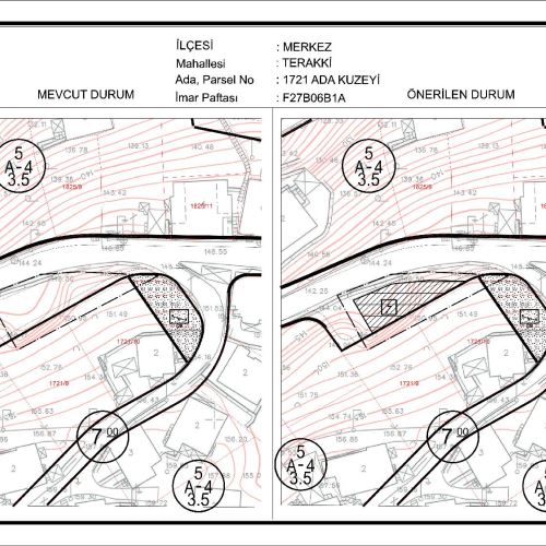 Terakki Mahallesi, 1721 ada 9 ve 10 parsellerin kuzeyinde kalan tescil harici alana yönelik trafo alanı amaçlı 1/1000 ölçekli Uygulama İmar Planı Değişikliği