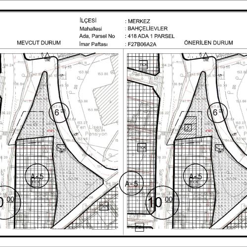 Bahçelievler Mahallesi, 418 ada 1 parsel sayılı taşınmazın bir kısmına yönelik trafo alanı amaçlı 1/1000 ölçekli Uygulama İmar Planı Değişikliği