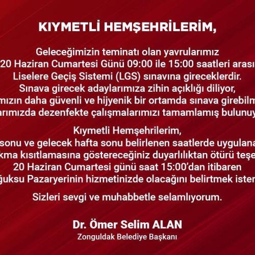 Başkanımız Dr. Ömer Selim ALAN'dan LGS Sınavı'na Dair Açıklama